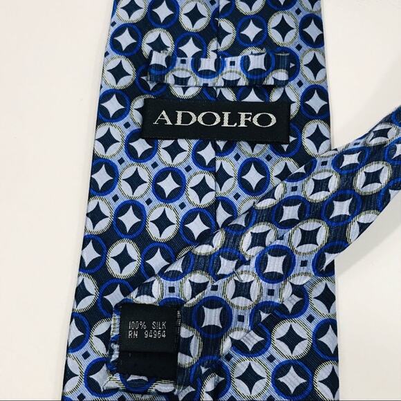 Adolfo Circles and Diamonds Tie Blue - Picture 4 of 4